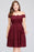 Bridelily Plus Size Off-the-Shoulder Burgundy Lace Short Bridesmaid Dress Online