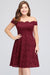 Bridelily Plus Size Off-the-Shoulder Burgundy Lace Short Bridesmaid Dress Online