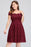 Bridelily Plus Size Off-the-Shoulder Burgundy Lace Short Bridesmaid Dress Online