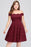 Bridelily Plus Size Off-the-Shoulder Burgundy Lace Short Bridesmaid Dress Online