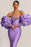 Purple Mermaid Prom Dress with Bubble Sleeves