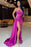 Purple Sleeveless Mermaid Slit Prom Dress With Beads