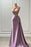 Purple Sleeveless Prom Dress with Strapless Pleated Beadings