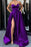 Purple Sweetheart Long Prom Dress with Split and Pockets