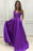 Purple V-Neck Sleeveless A-Line Prom Dress with Pockets