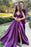 Purple V-Neck Spaghetti-Straps Prom Dress