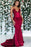 Ravishing Burgundy Mermaid Lace Gown for an Elegant Evening