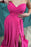 Ravishing Fuchsia Sweetheart Evening Gown with Daring Split