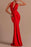 Red Halter Open Back Long Sleeveless Mermaid Prom Dress