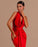 Red Halter Open Back Long Sleeveless Mermaid Prom Dress