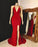 Red Halter Sleeveless Prom Dress with Split