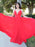 Red Halter V-Neck Evening Dress