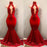 Red High Collar Mermaid Prom Dress with Sequins