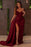 Red Long Ruffle Mermaid Split Prom Dress with Sequins and Sweetheart