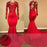 Red Long Sleeves Mermaid Prom Dress