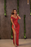 Red Mermaid V Neck Off The Shoulder Slit Prom Dress