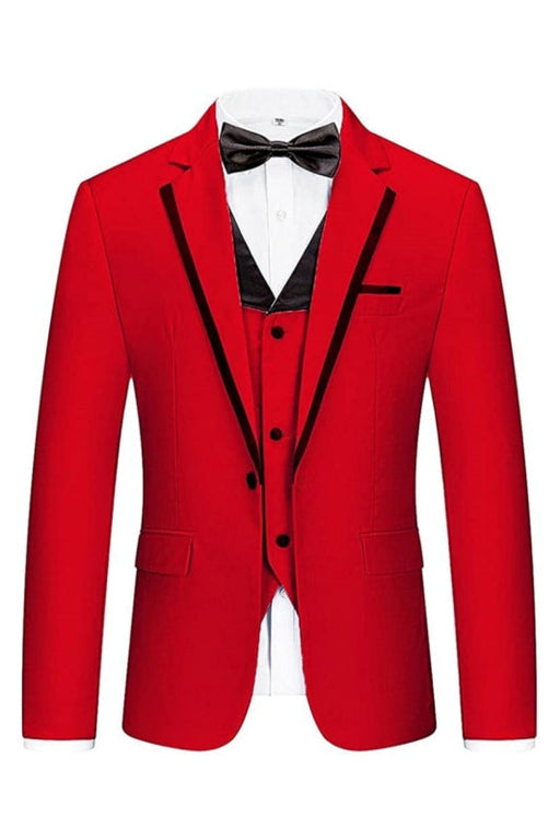 Gaie Chic Red Notched Lapel Three Pieces Men Suits For Prom