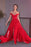 Red Off-the-Shoulder Long Evening Dress with Split