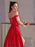 Red Off-the-Shoulder Long Evening Dress with Split