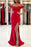 Red Off-the-Shoulder Long Prom Dress with Split