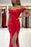 Red Off-the-Shoulder Long Prom Dress with Split