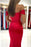 Red Off-the-Shoulder Long Prom Dress with Split