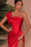 Red One Shoulder Mermaid Front Split Prom Dress with Strapless Online