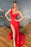 Red One Shoulder Mermaid Prom Dress with Split