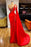 Red Ruffled Mermaid Prom Dress with Beading Split