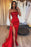 Red Sequins Prom Dress with High Split