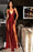 Red Sequins V-Neck Prom Dress with Slit