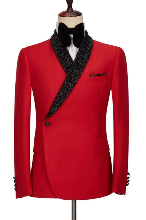 Stanley Fancy Red Shawl Lapel Two Pieces Men Suits For Wedding