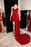 Red Short Sleeveless Simple Prom Dress with Long Trail and Sequins