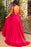 Red Sleeveless V-Neck Long Prom Dress