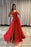 Red Spaghetti-Strap Sweetheart Sequined Prom Dress with Slit and Tulle