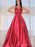 Red Spaghetti-Straps Evening Dress