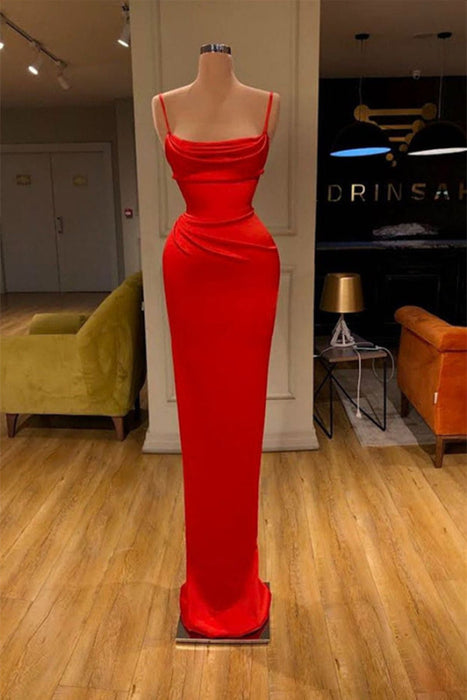 Red Spaghetti-Straps Mermaid Prom Dress