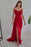 Red Strapless Prom Dress with Pleated Split Mermaid Design