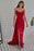 Red Strapless Prom Dress with Pleated Split Mermaid Design