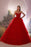 Red Strapless Tiered Bateau Neck A-line Beading Tulle Floor-Length Prom Dress