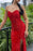 Red Sweetheart Long Mermaid Prom Dress with Sequins