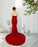 Red Sweetheart Sleeveless Sequined Prom Dress with High Slit