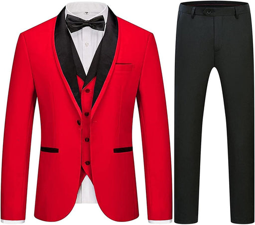 GSSriei Fancy Red Three Pieces Shawl Lapel Men Suits For Wedding