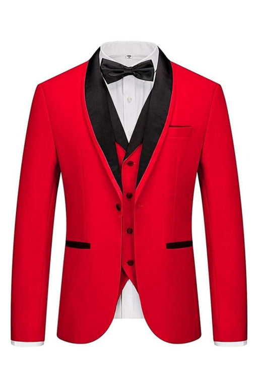 GSSriei Fancy Red Three Pieces Shawl Lapel Men Suits For Wedding