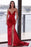 Red V-Neck Mermaid Prom Dress with Split