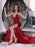 Red V-Neck Mermaid Prom Dress with Split