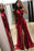 Red Wine Halter Neck Mermaid Prom Gown with Sultry Leg Slit