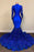 Regal Blue Glittering Mermaid Prom Gown with Elegant Long Sleeves