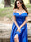 Regal Blue Gown with Elegant Split Hem