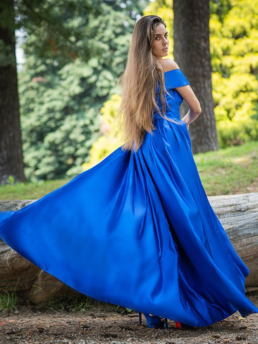 Regal Blue Gown with Elegant Split Hem